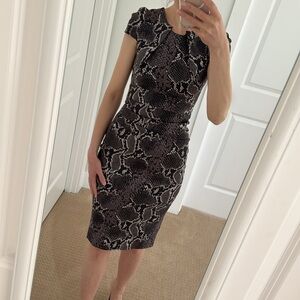 KAREN MILLEN Snake Print Cap-Sleeve Pencil Dress